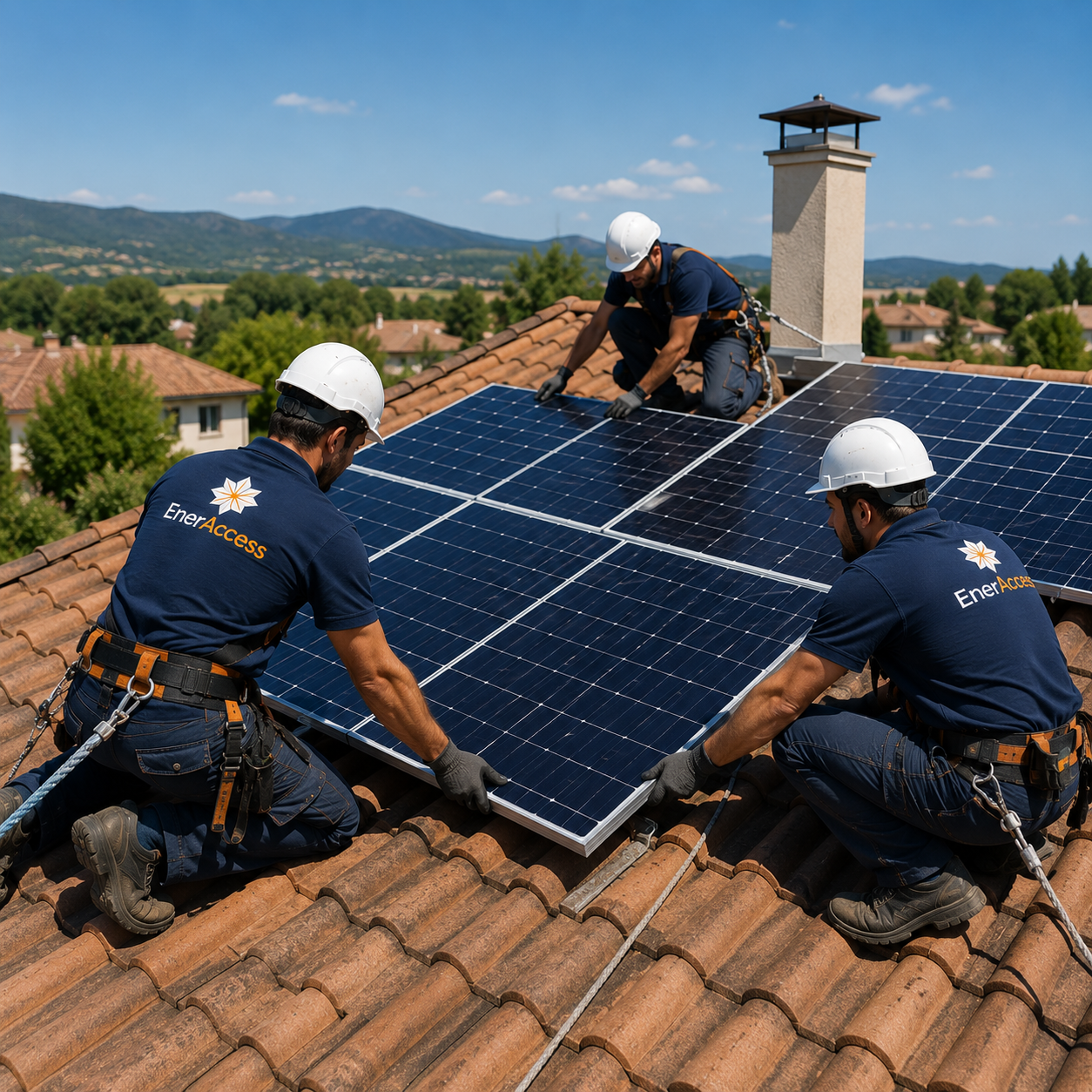 Équipe EnerAccess installation solaire